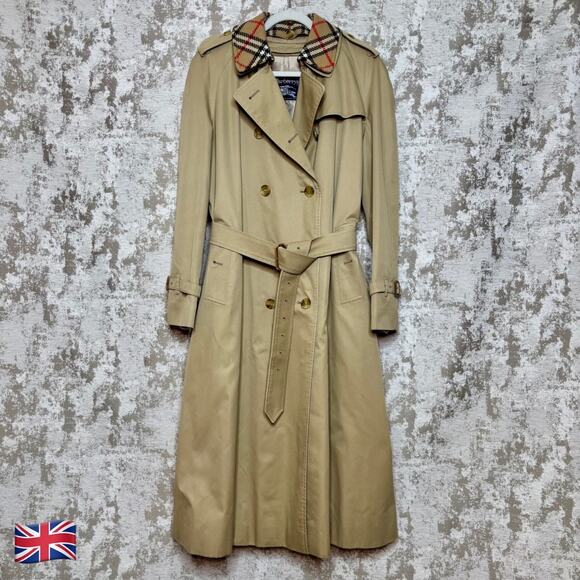 Burberry Jackets & Blazers - Burberry Belted Trench Coat with Plaid 100% Wool Lining & Collar in Honey